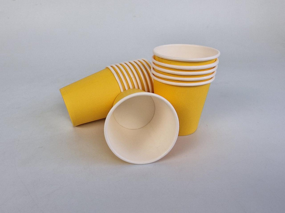Паперові одноразові склянки 110 мл "ЖЕЛТО/БІЛИЙ" (50 шт.) Харків - фото 2