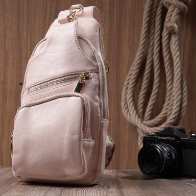 Сумка Vintage Жіноча слінг через плече з екошкіри Рожева (22750) Вінниця - фото 3