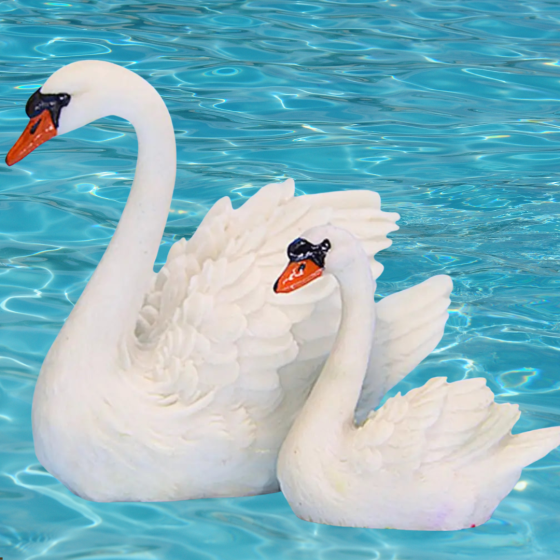 Фигурки из полистоуна Лебеди 2 шт 10 х 9.5 х 4.5 см для микроландшафта. Набор Одесса