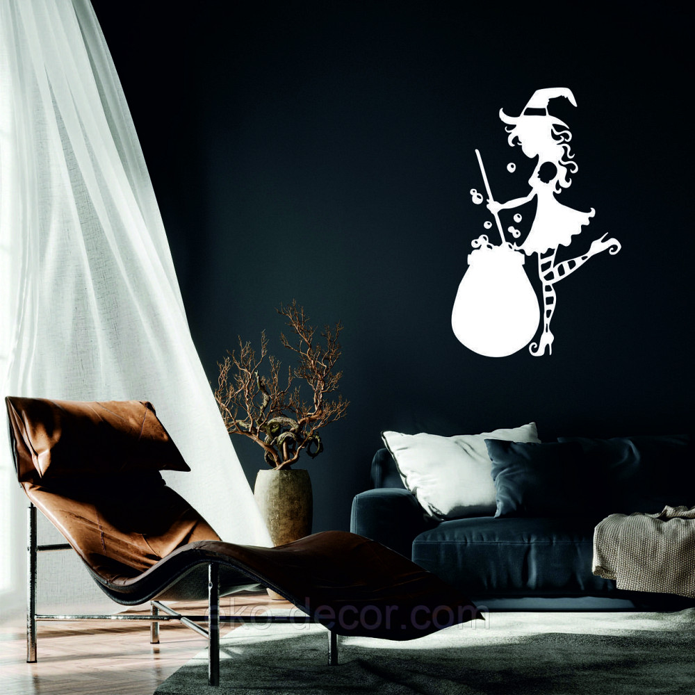 Декоративне настінне 3D Панно «Відьма», Декор на стіну з об'ємом 70*44 см, Білий Київ - фото 1