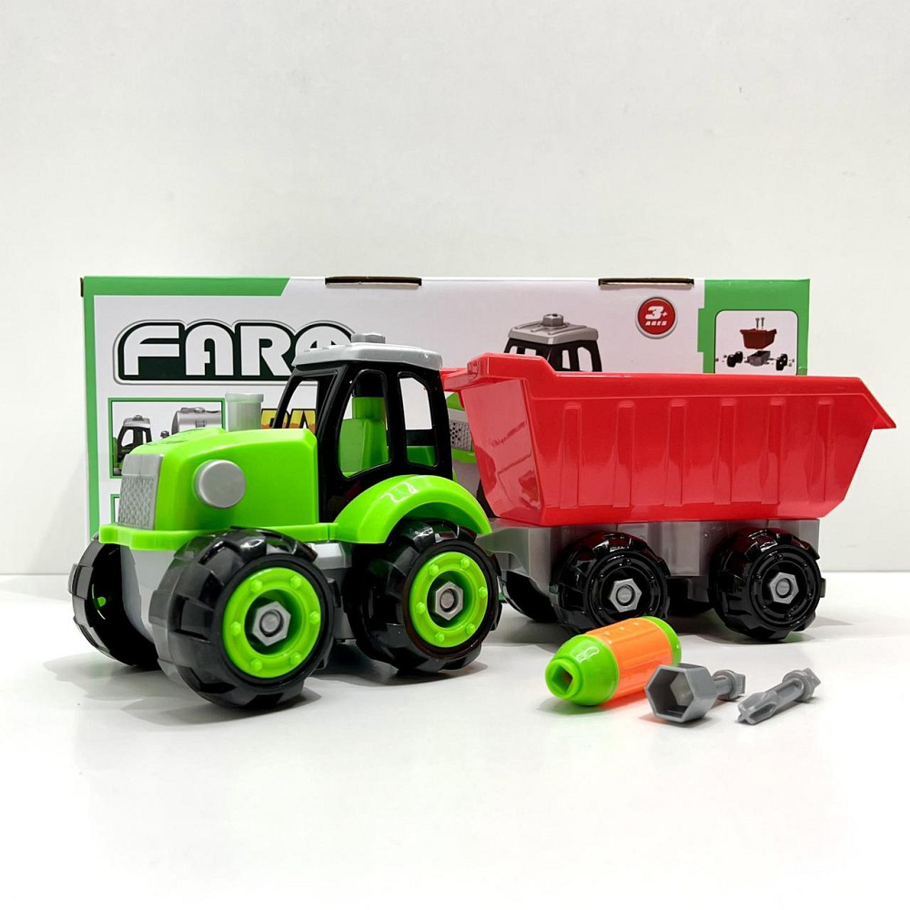 Трактор конструктор на шурупах із причепом 32 см Зелено-червоний (0488-801-2-3) Чернигов - изображение 9