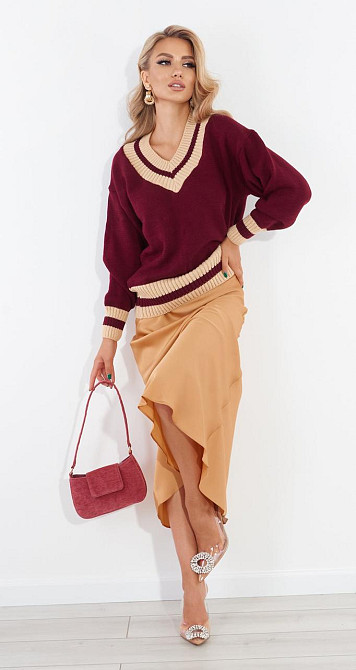 Светр з оздобленням у смужку (48-52) Київ - фото 3