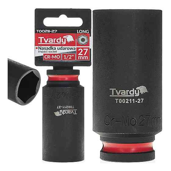 Головка ударна "Tvardy" з хром-молібденової сталі (Cr-Mo)  1/2"  6-гранна довга 27 мм Київ