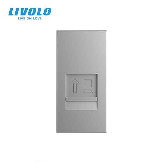 LIVOLO Інтернет-розетка RJ-45 (8P8C Cat.6) LIVOLO, сіра, модуль 0.5 поста, з шторкою (VL-FCCP-1 Коломия