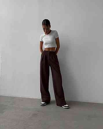 Жіночі базові штани палаццо костюмка Шоколадний, 46/48 Одеса