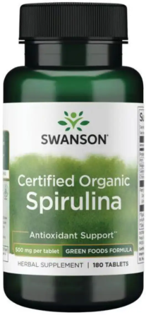 Органическая спирулина Swanson Certified Organic Spirulina 500mg 180 tabs Киев