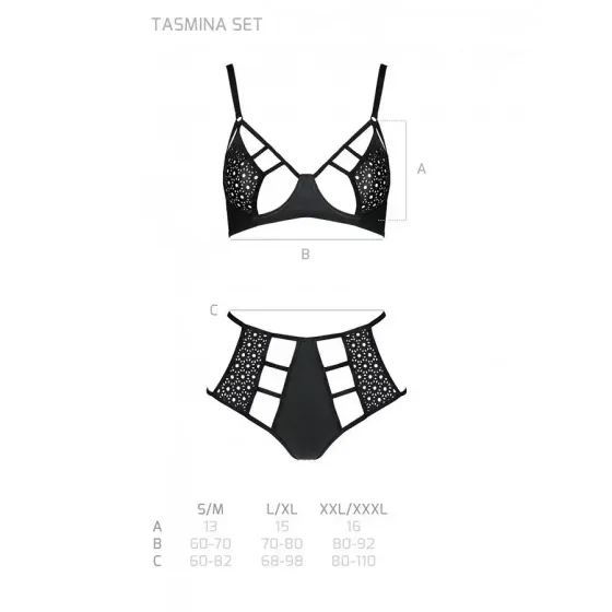 Розпродаж!!! Комплект з екошкіри Passion Tamaris Set black S/M, бюстгальтер та трусики Львов