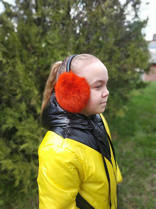 Наушники меховые детские из кролика Оранжевый Харьков - изображение 1