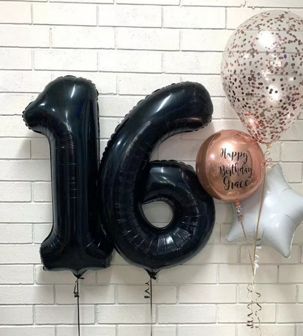 Цифры фольгированные черные 2шт 32