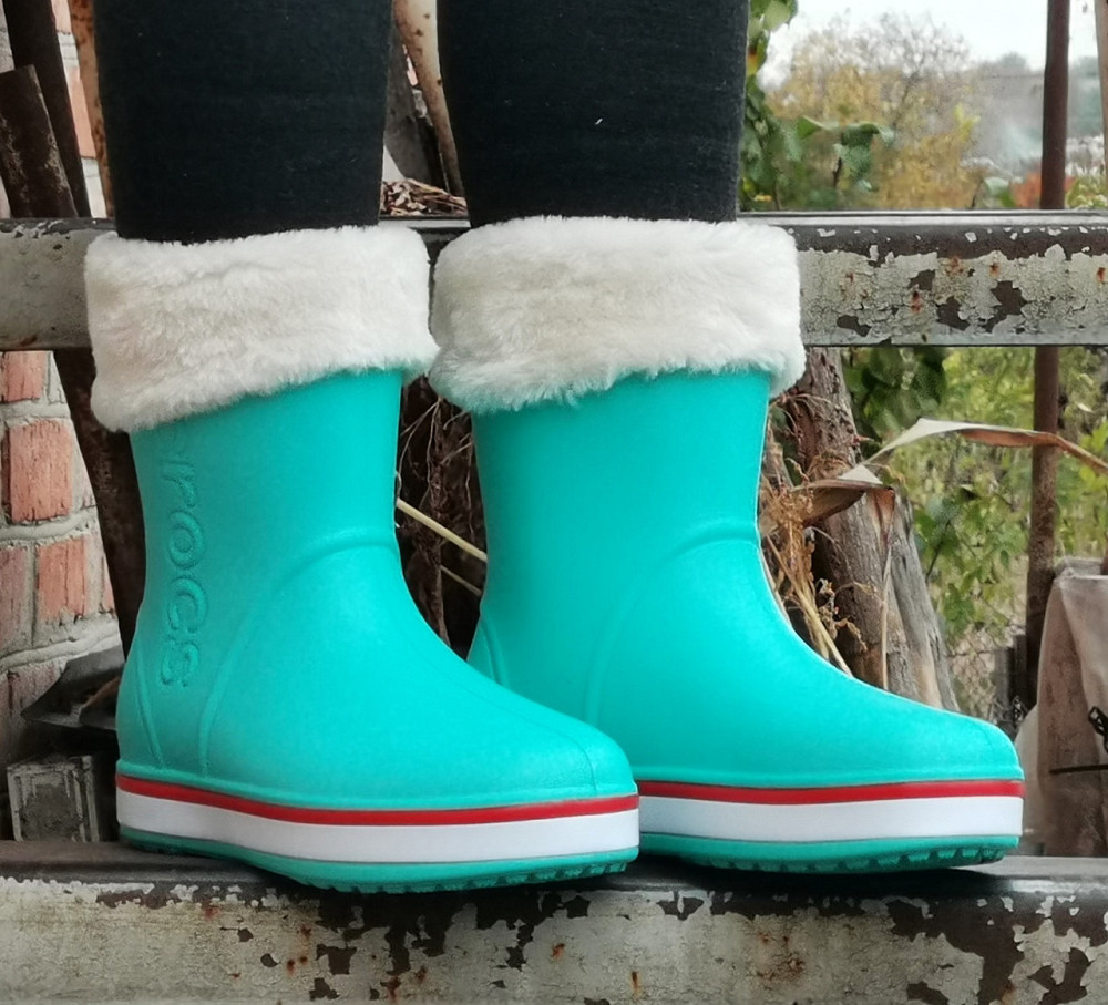 Жіночі Гумові Напівчоботи CROCS Бірюзові Чоботи Крокси Теплі Зимові (розміри: 36,37,38,39,41) — 12 Дніпро - фото 7