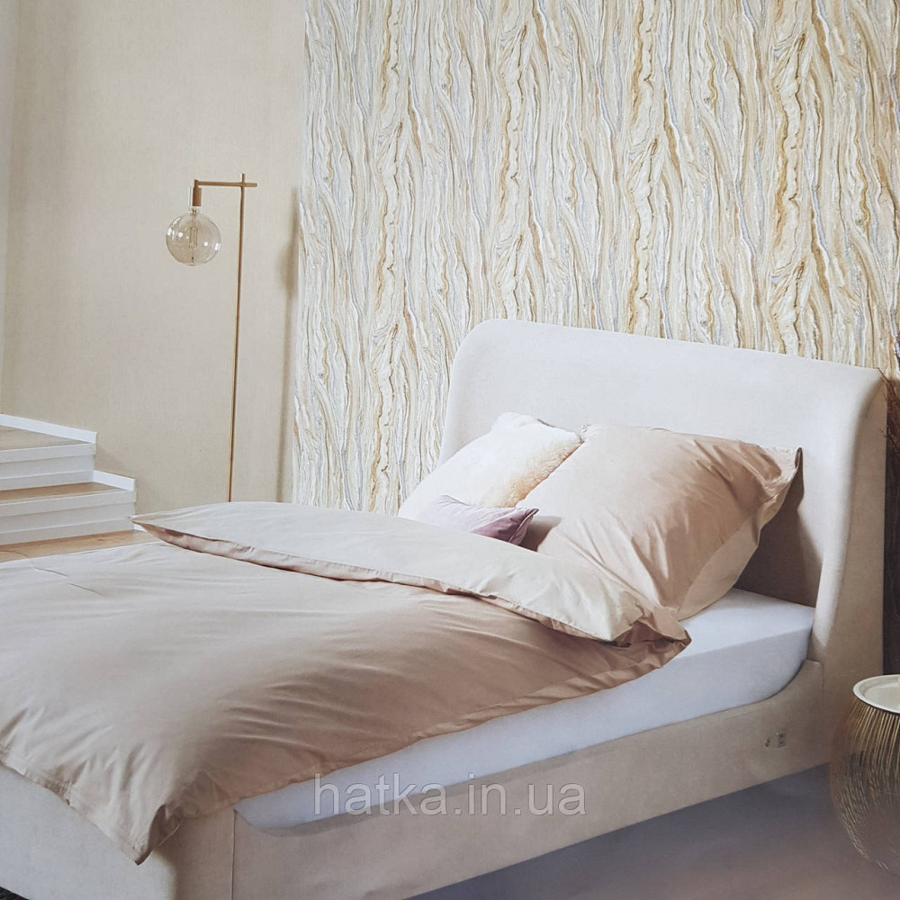 Шпалери метрові вінілові на флізелін дизайнерські Erismann Elle абстракція смуги хвилі бежеві золото срібло Київ - фото 1