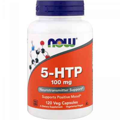 Амінокислота Now Foods 5-HTP (гідроксітріптофан), 100мг, 120 вегетаріанських капсул (NOW-00106) Вінниця