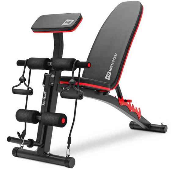 Набір Hop-Sport Premium 105кг з лавою HS-1035, штангами та гантелями Київ