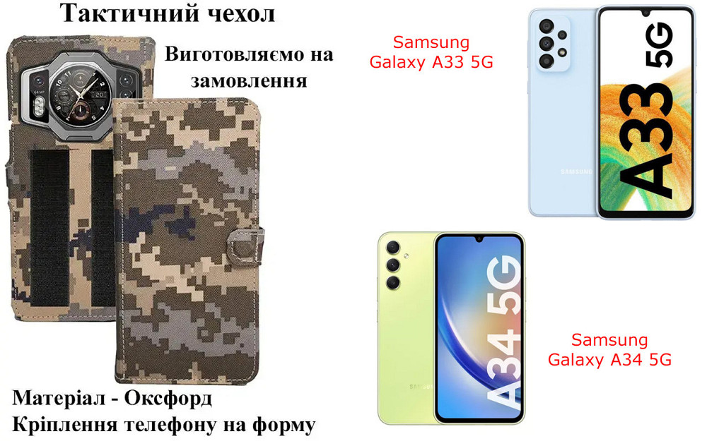 Тактический чехол для Oukitel C50, Oukitel C51, Oukitel C53, крепится к снаряжению на липучке Киев - изображение 1