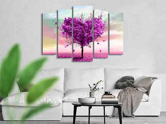 Модульна картина у вітальню / спальню Серце Дерево Art-381_5 ( 80х118см ) Київ