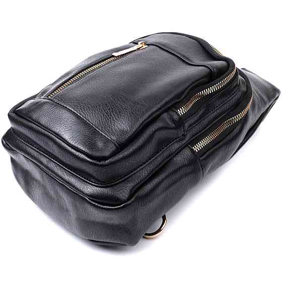 Практична слінг сумка для жінок з екошкіри Vintage 22748 Чорний Київ