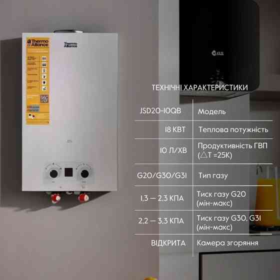 Газова колонка димохідна Thermo Alliance EURO JSD20-10QB, 10 л, White Харків