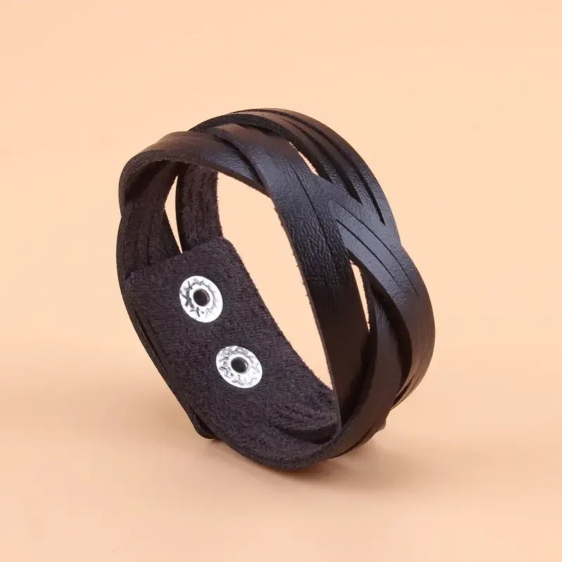 Браслет черный плетеный из искусственной кожи – стильный унисекс аксессуар Киев - изображение 1