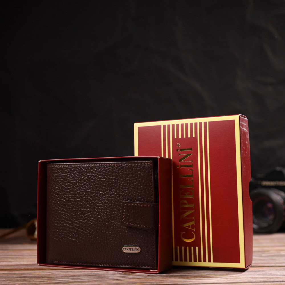 Практичний горизонтальний гаманець для чоловіків із натуральної шкіри флотар CANPELLINI 21886 Коричневий Київ - фото 1