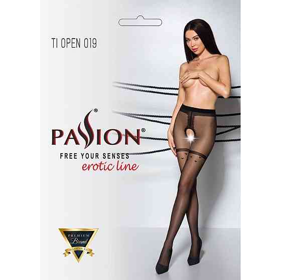 Колготки с открытым доступом, имитация чулок Passion TIOPEN 019 black 3/4 (20 den) Sex Aura Киев