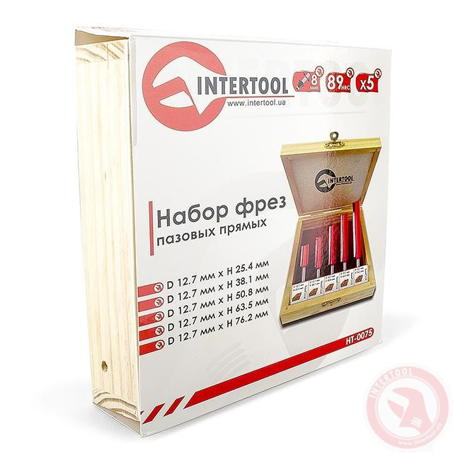 Набор фрез пазовых прямых, 5 шт. INTERTOOL HT-0075 Коломыя - изображение 3