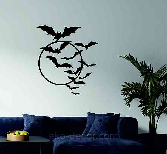 Декоративне настінне Панно «Кажани», Декор на стіну 90*80 см, Чорний Київ