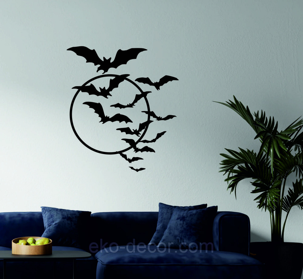 Декоративне настінне Панно «Кажани», Декор на стіну 90*80 см, Чорний Київ - фото 2