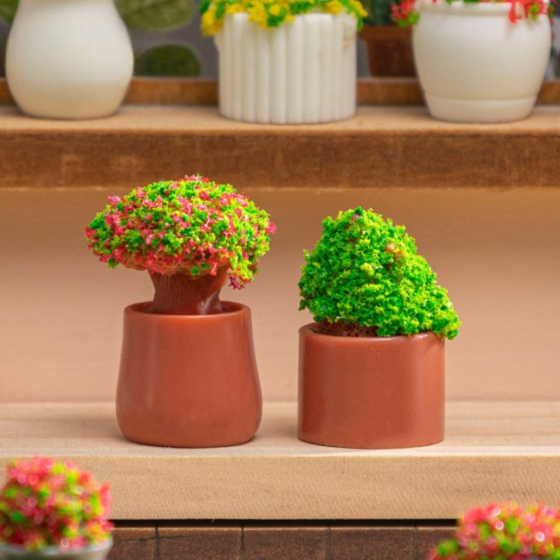 Мініатюрний вазон 2 х 1.7 см Червоні квіти для мінісада та хендмеду Зелений Одеса