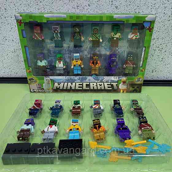 Набір фігурок Майнкрафт 12 шт підставками + зброя 2912-1 Хмельницький