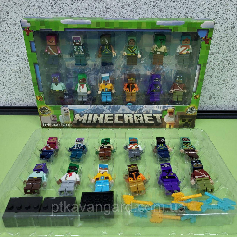 Набір фігурок Майнкрафт 12 шт підставками + зброя 2912-1 Хмельницький - фото 2