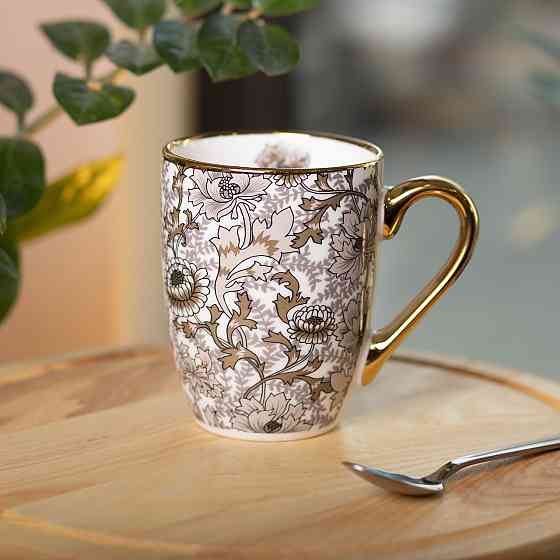 порцелянова чашка 400 мл із золотим обідком і золотою ручкою Коричнева RX-N240665BR Коломия