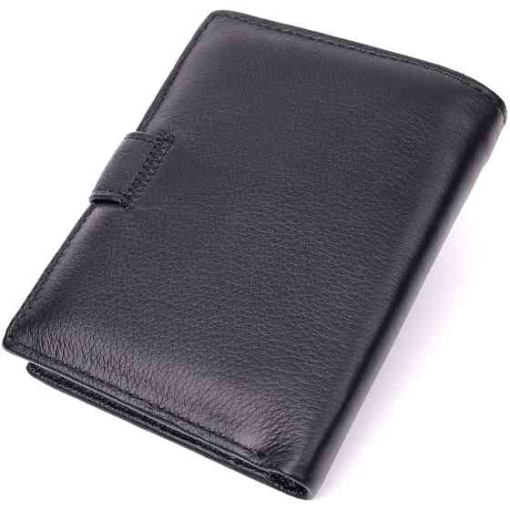 Мужской вертикальный кожаный бумажник, черный (ST Leather) Киев