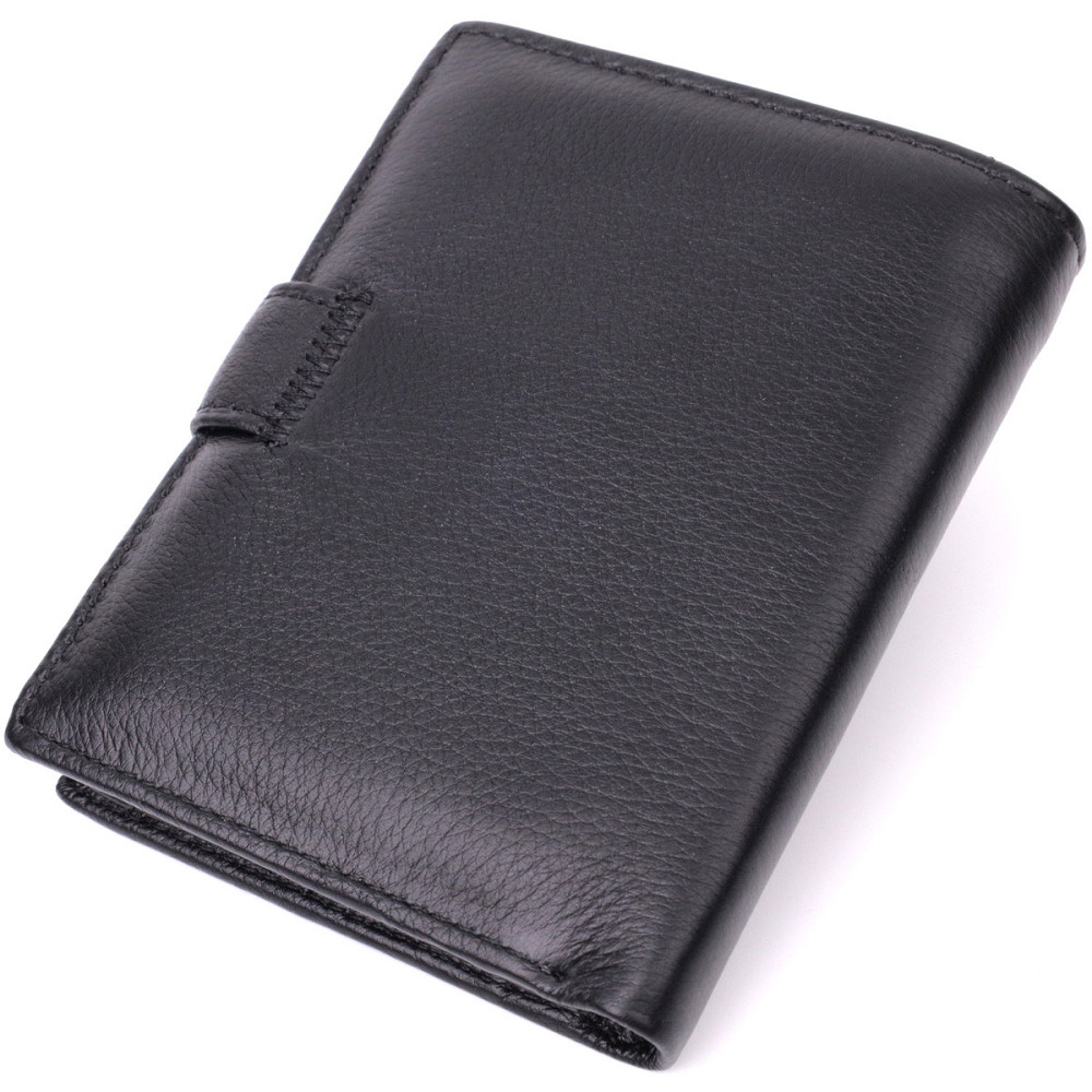 Чоловічий вертикальний шкіряний гаманець, чорний (ST Leather) Київ - фото 6