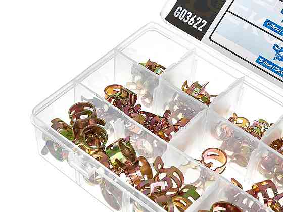 РемНабір затискачів пружинних сталевих "GeKo" комплект:  9 розмірів -   135 штук Стрый