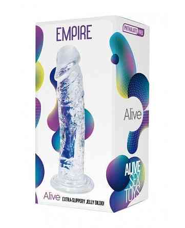 Прозорий фалоімітатор Alive Jelly Dildo Empire, ТПЕ, присоска, діаметр 4,3см, довжина 19,3см Sex Aura Київ