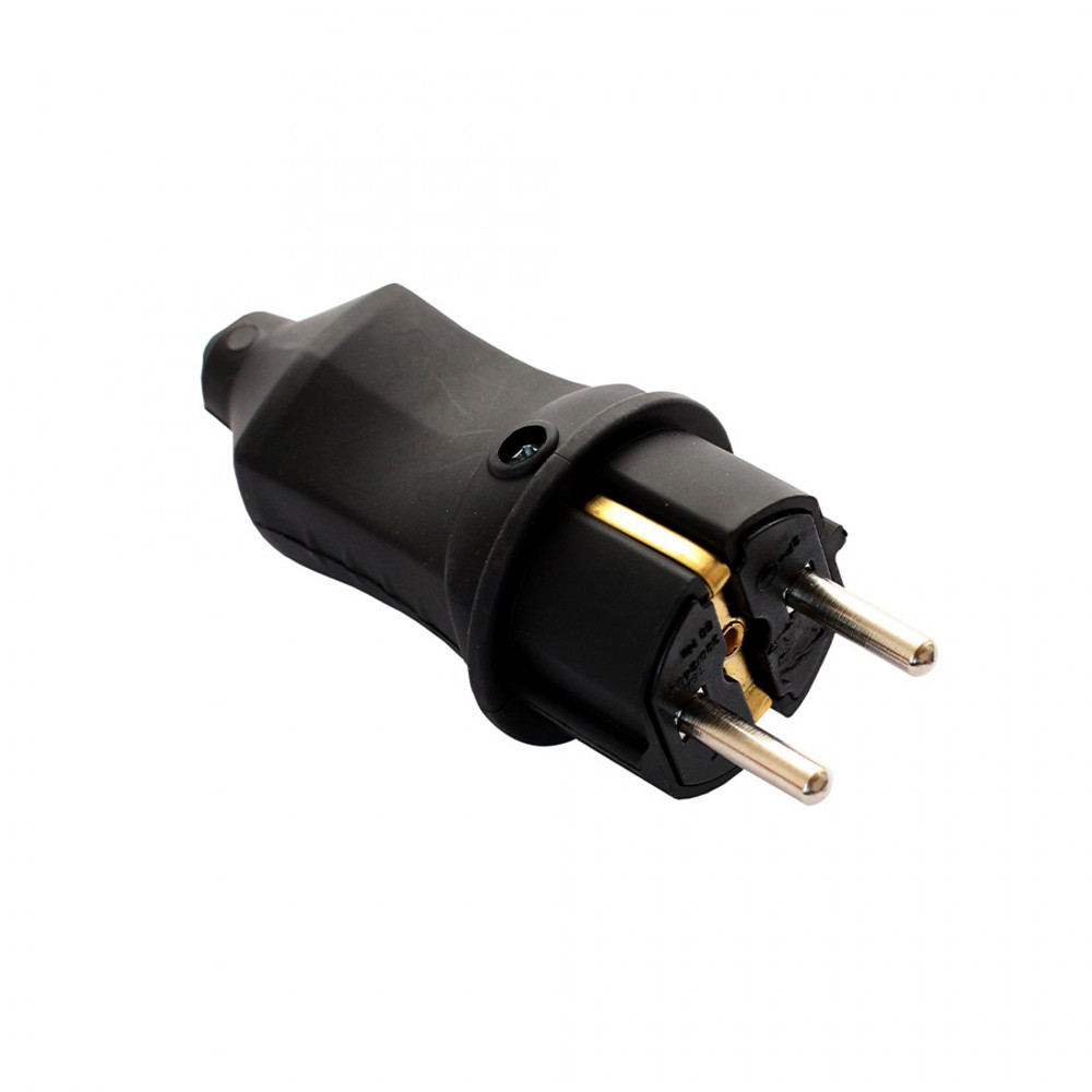 Вилка ERKA 4001 16 А з заземлюючим контактом пряма чорна Київ - фото 1