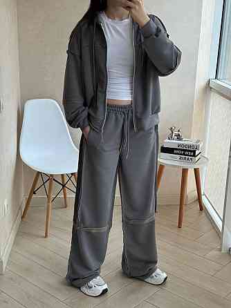 Женский оверсайз костюм двойка турецкая петля Графит Одесса