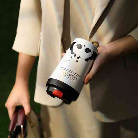 Термокружка Panda с фарфоровой колбой, 380 мл, черная Киев