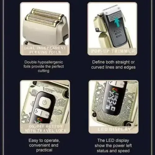 Електробритва VGR V337 акумуляторна з потрійною плаваючою головкою, нержавіючі леза, USB, водонепроникна Одеса - фото 11