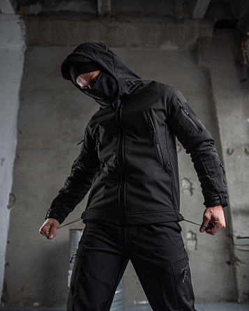 Тактический костюм SoftShell Police black ВТ7623 Киев - изображение 4
