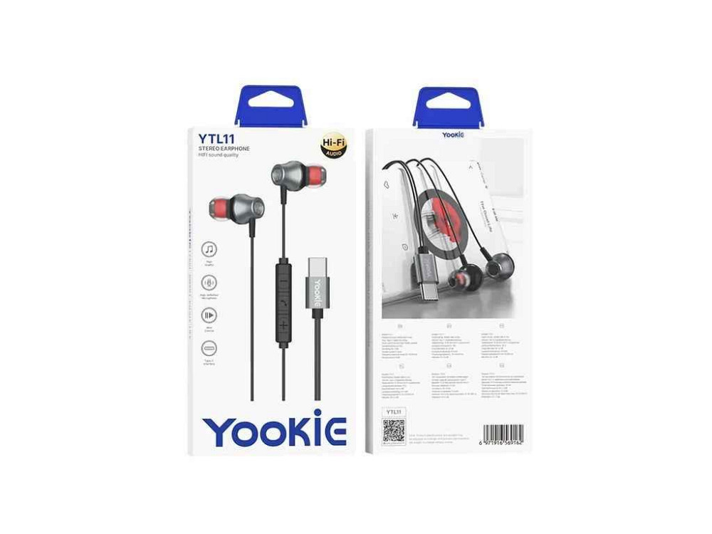 Навушники Hands Free Type-C YTL11 чорні ТМ YOOKIE Київ - фото 1
