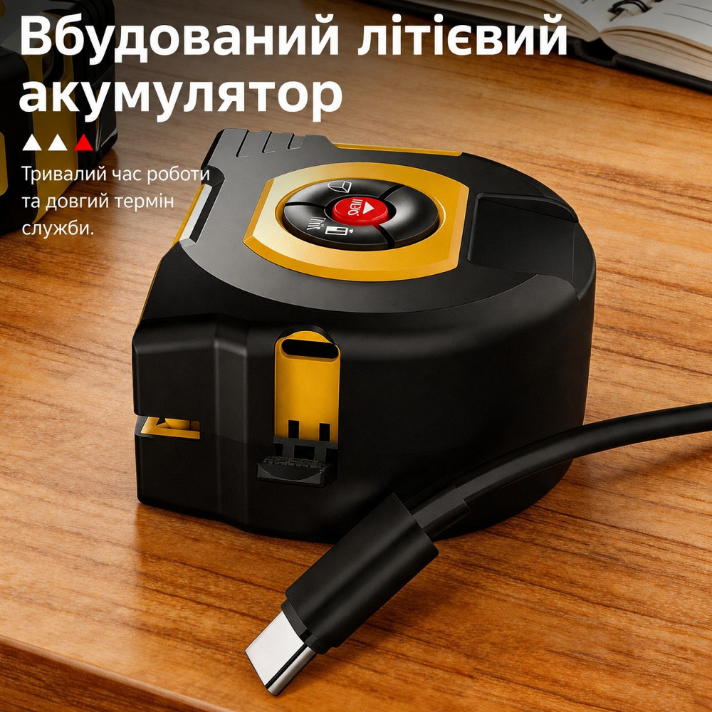Рулетка 2в1 лазерная 100м, измерительная 5м с метрической и дюймовой системой с дисплеем,аккумуляторная mod.D13341 Каменец-Подольский - изображение 7