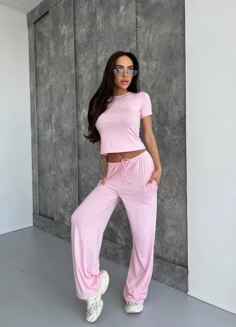 Женский костюм из вискозы с индейкой — базовый комплект футболка + брюки Одесса - изображение 5