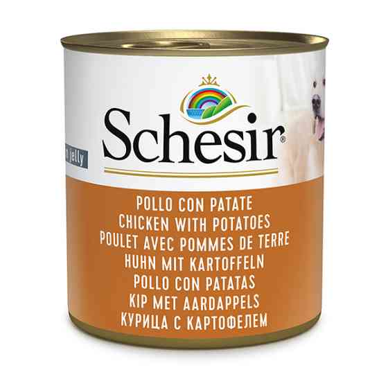 Schesir Chicken With Potatoes ШЕЗІР КУРКА З КАРТОПЛЕЮ в желе натуральні консерви для собак, вологий корм, банка 285г Київ