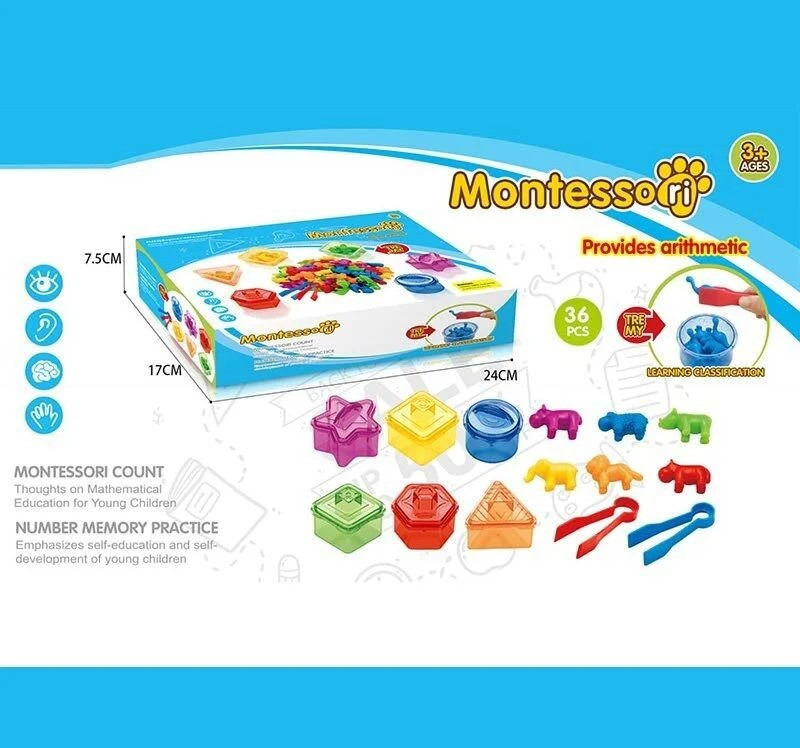 Логічна гра 36 деталей гумові фігурки 6 кольорів щипці сортер (2188-30) Чернигов - изображение 1