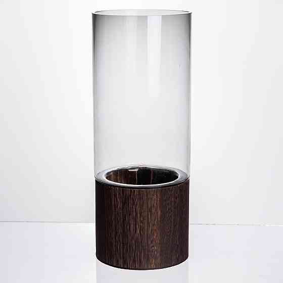 Кругла декоративна ваза для квітів з товстого скла 30.5 см Київ