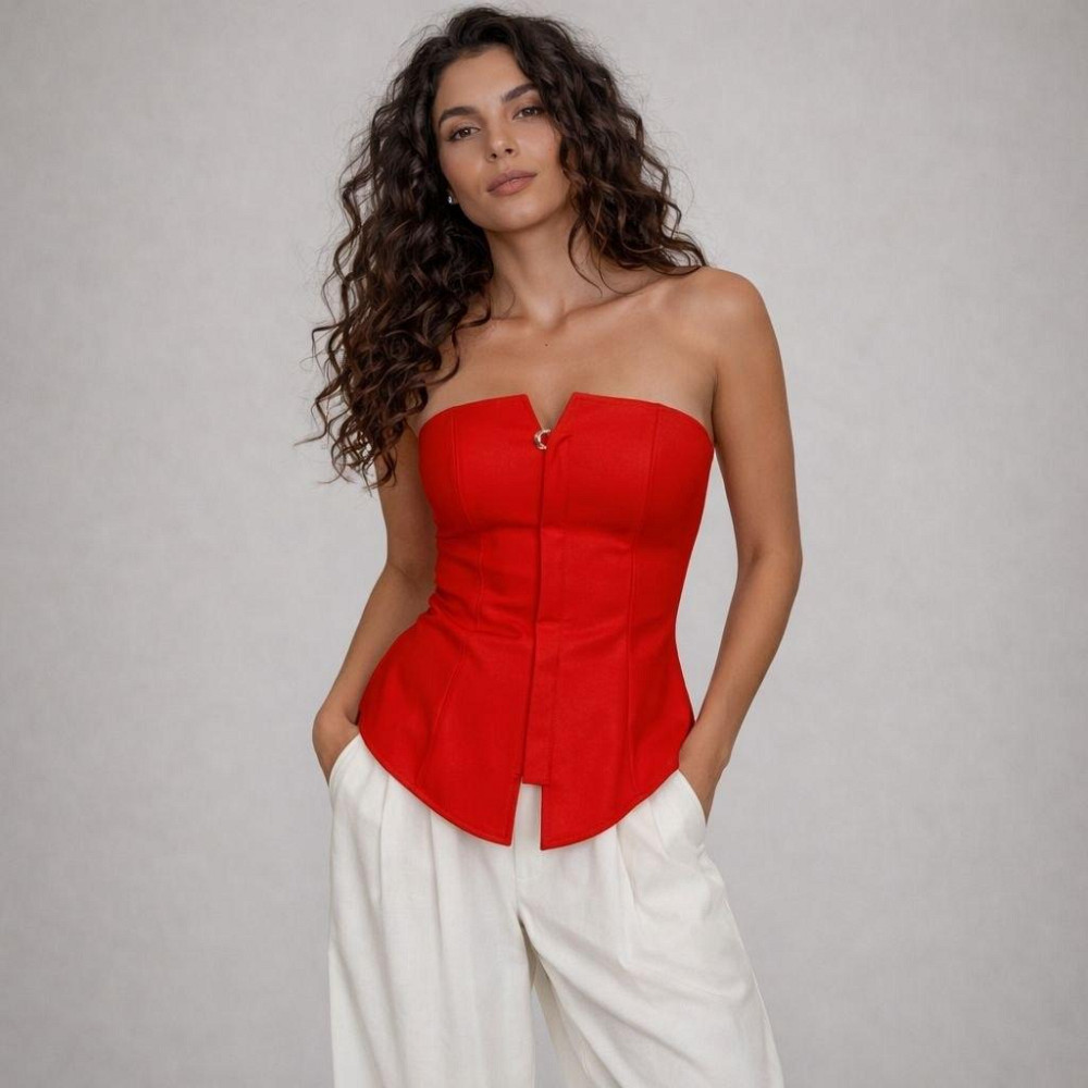 Жіночий базовий корсет турецька костюмка Червоний, 42 Одеса - фото 1