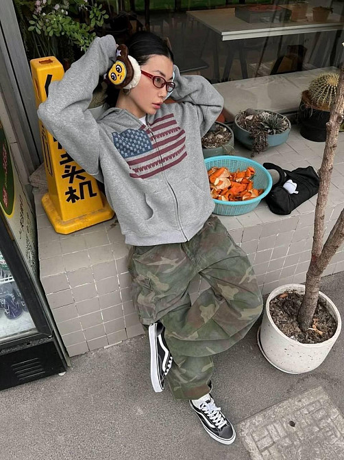 Жіноче утеплене оверсайз худі на блискавці з прапором тринитка на флісі Одеса - фото 6