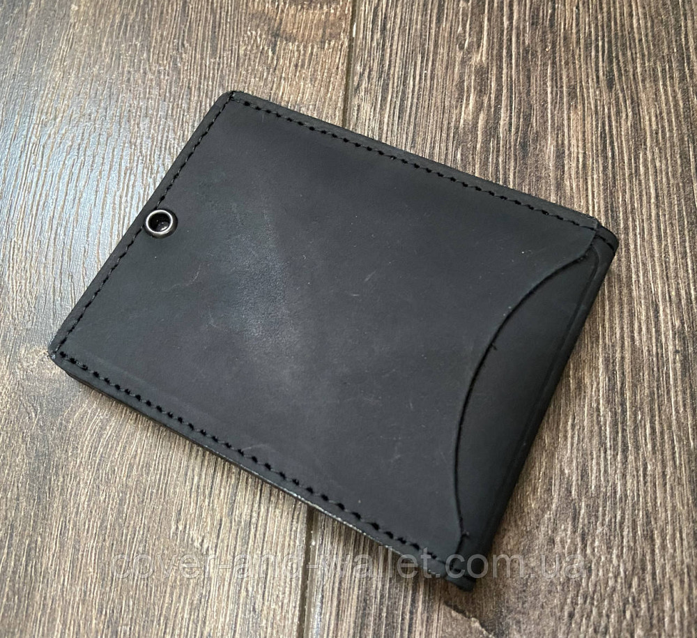 Шкіряна обкладинка на посвідчення СБУ із шевроном Чорний Crazy Київ - фото 5