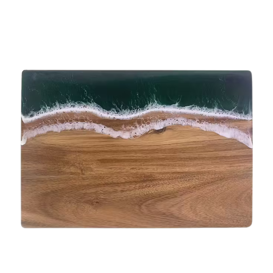 Разделочная доска для кухни бамбуковая,кухонная досточка для разделки из бамбука с узором морской волны 36 х 25 см Кам'янець-Подільський